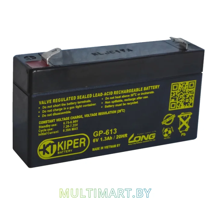 Аккумулятор для ИБП Kiper GP-613 F1 (6В/1.3 А·ч)